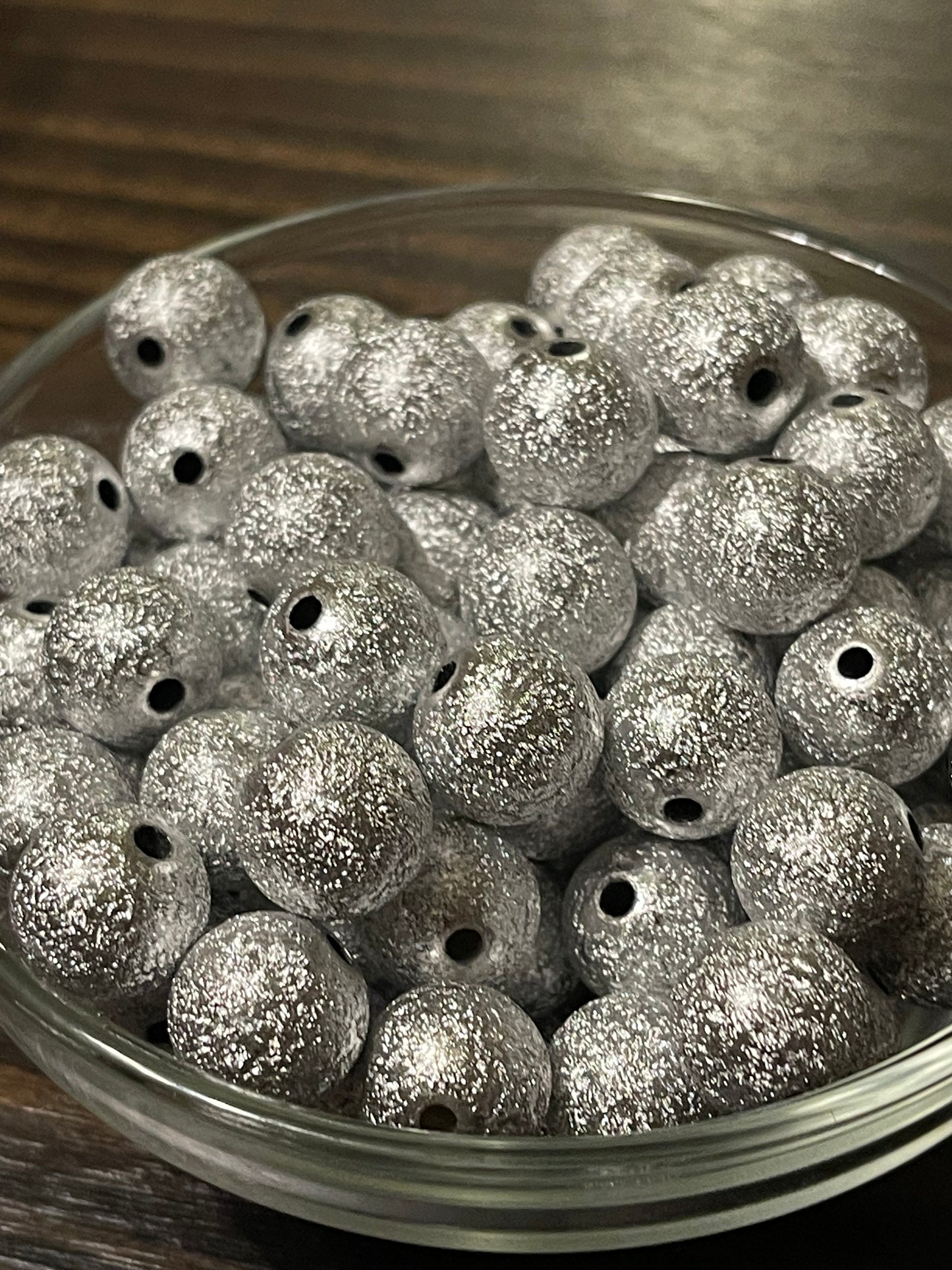 12mm ACRYLIC BEAD-SPARKLING PAINT- SILVER or GOLD