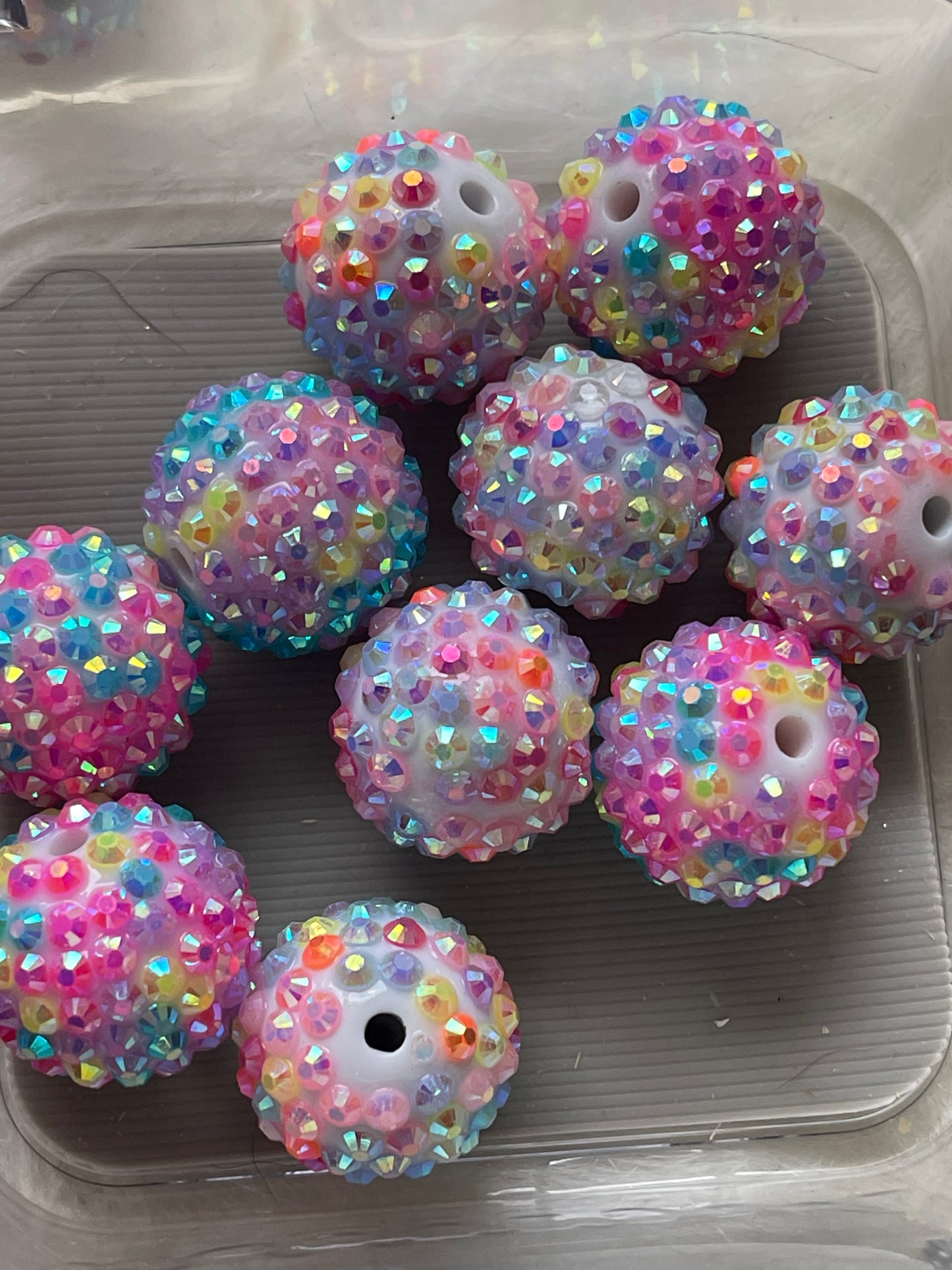 20mm CHUNKY RHINESTONE Bead- Stripes (9 Options)