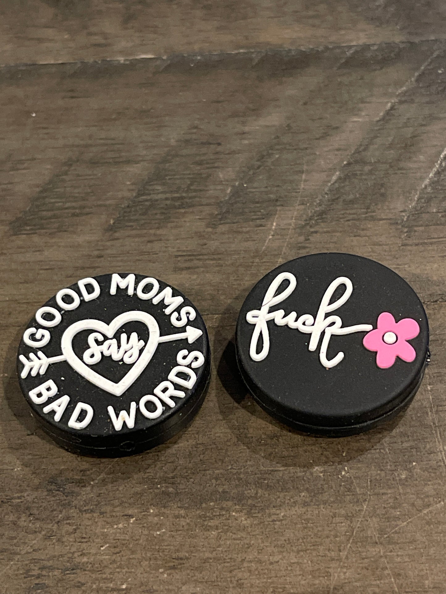 SILICONE FOCALS- GOOD MOMS SAY BAD WORDS (SIDE 1) F__K(SIDE 2) (3 OPTIONS)