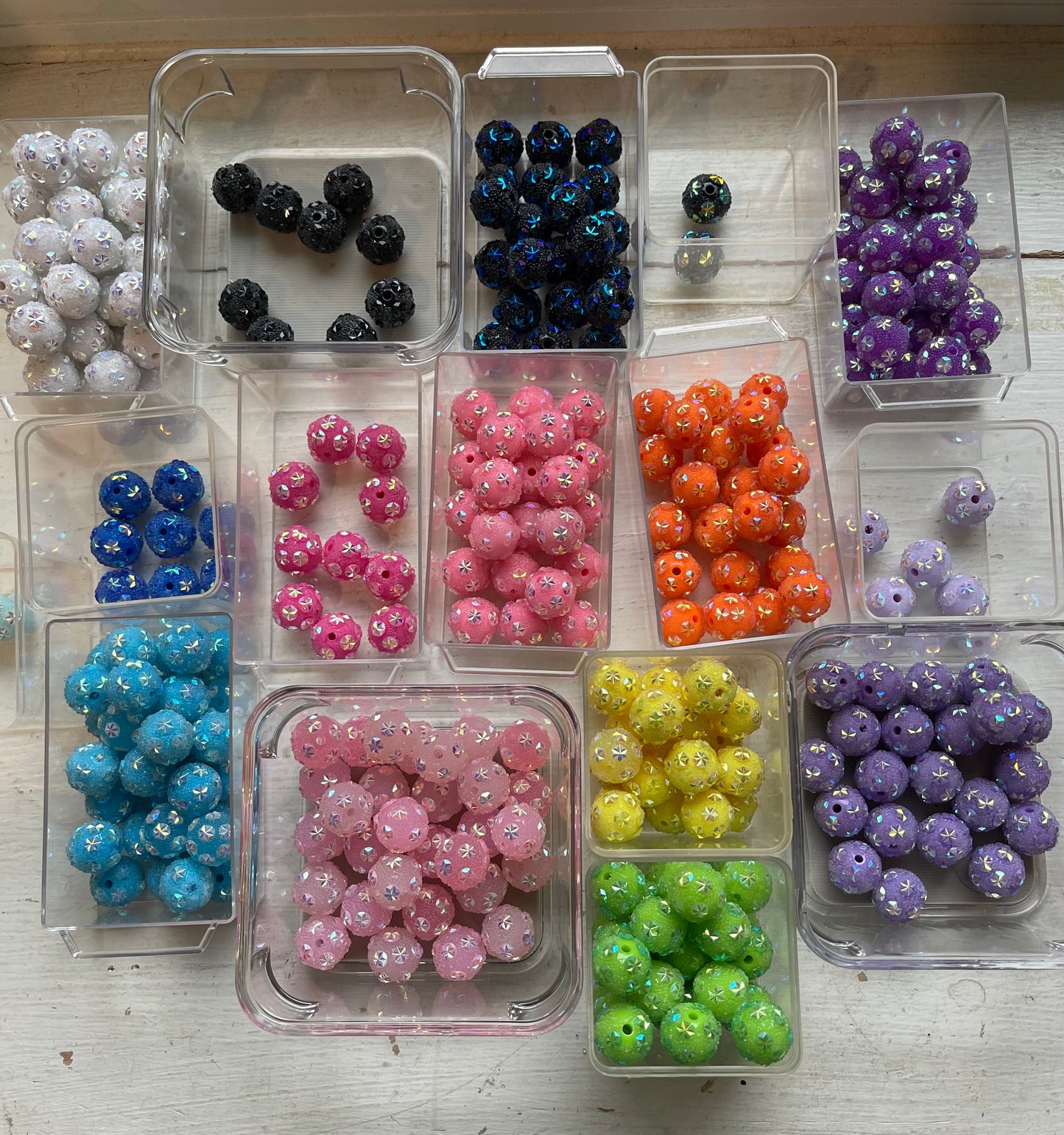 15mm Acrylic Sugar BEADS with STARS (16 Color Options)