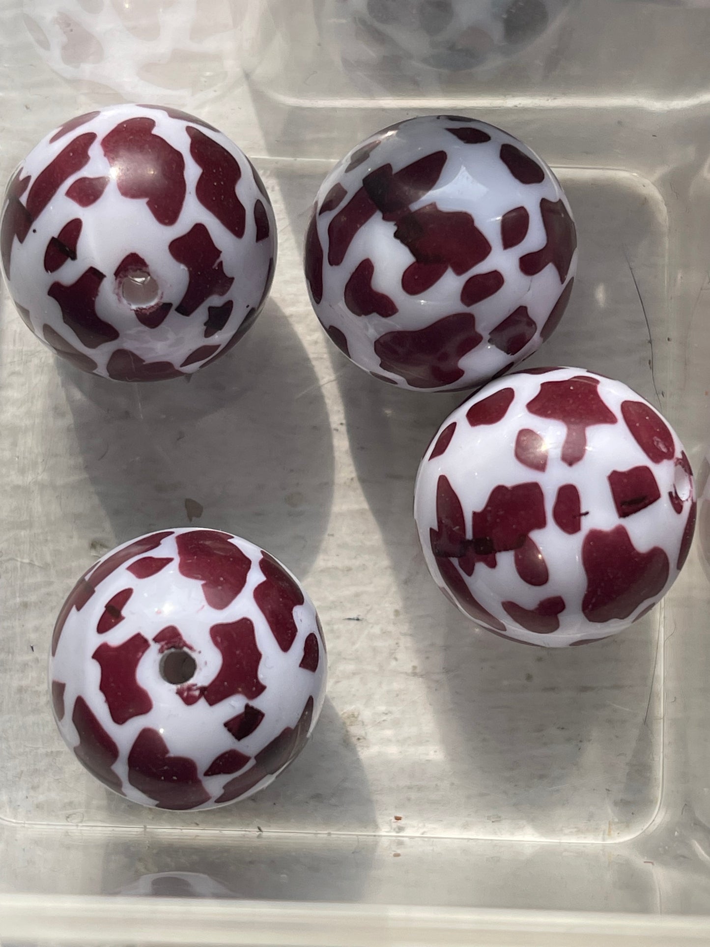 20mm ACRYLIC WHITE w/ COW print (3 OPTIONS)