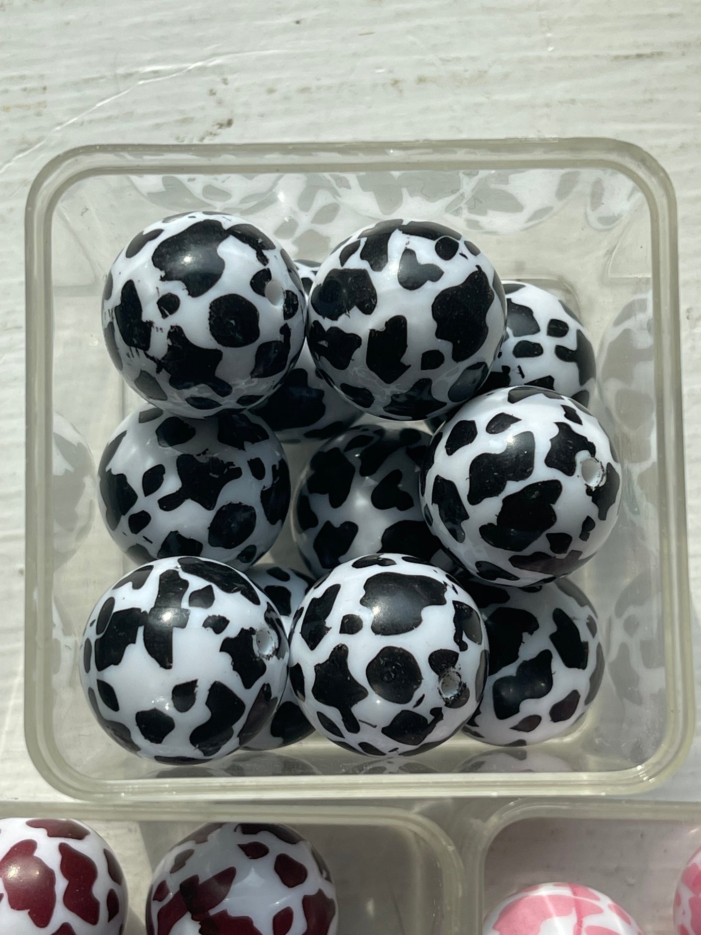 20mm ACRYLIC WHITE w/ COW print (3 OPTIONS)