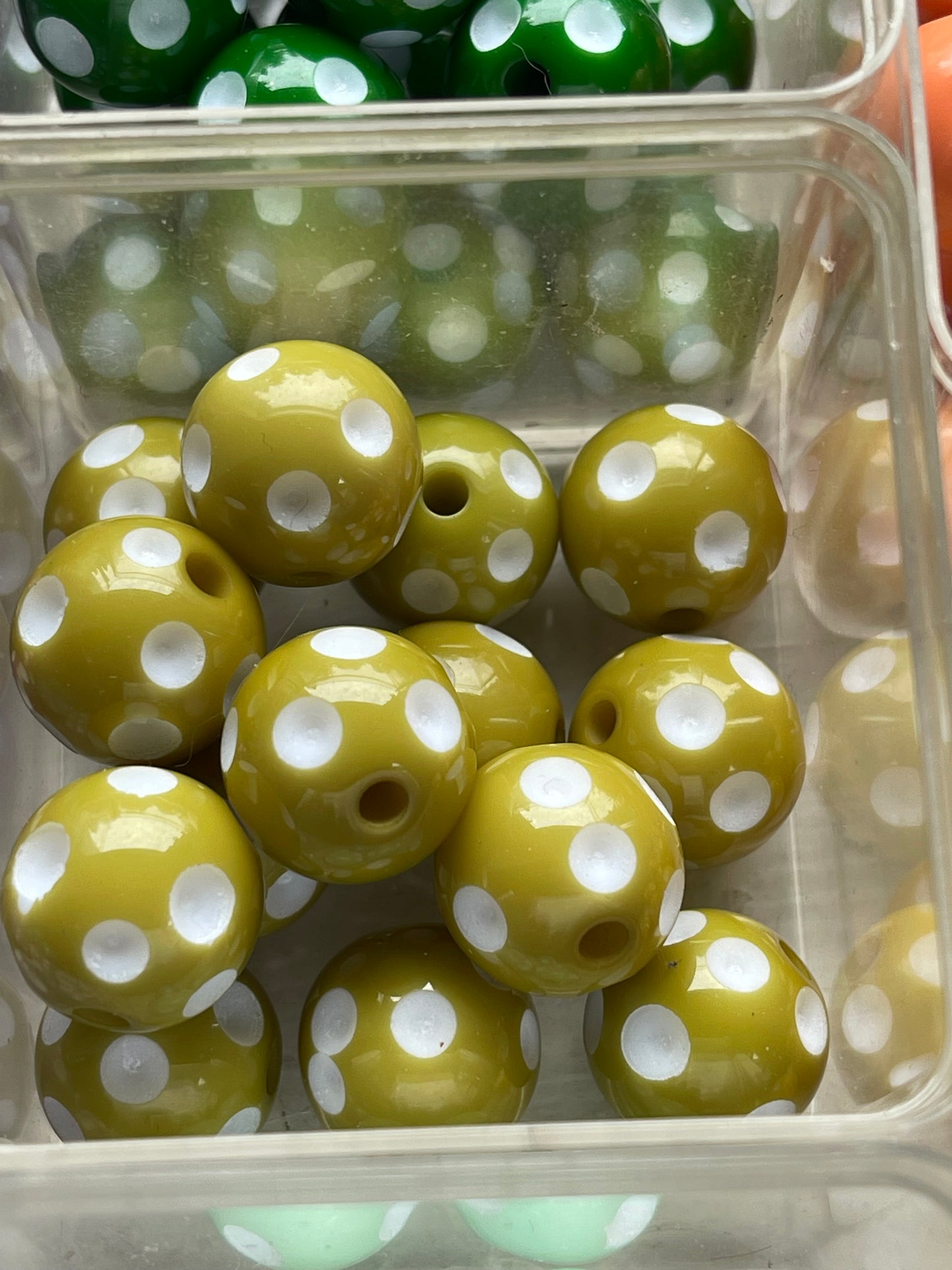 16mm ACRYLIC BEAD Recessed Polka Dot (14 Color Variations)