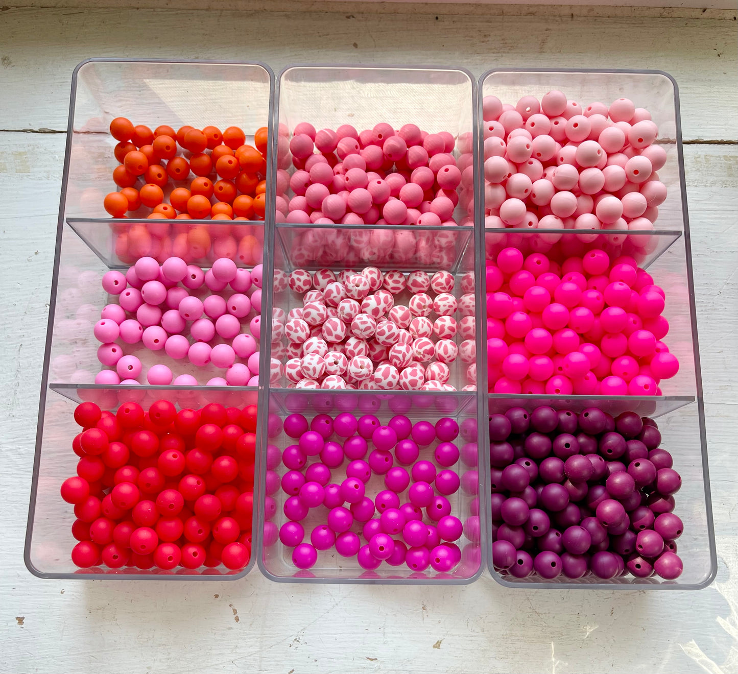 12mm SILICONE BEADS- Pinks, Red, & Orange