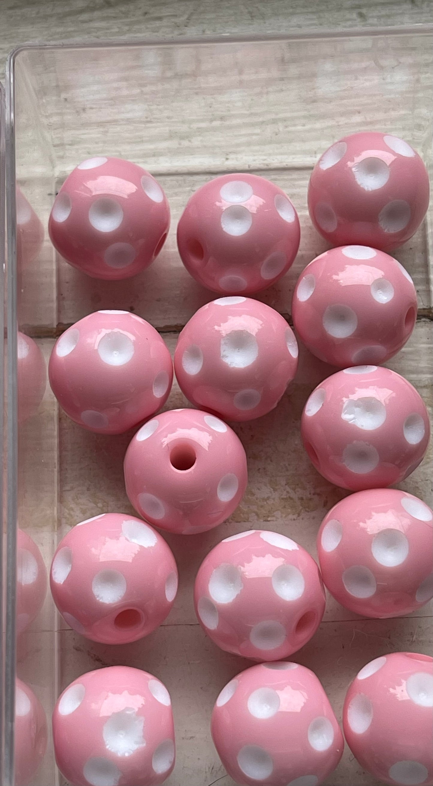 16mm ACRYLIC BEAD Recessed Polka Dot (14 Color Variations)