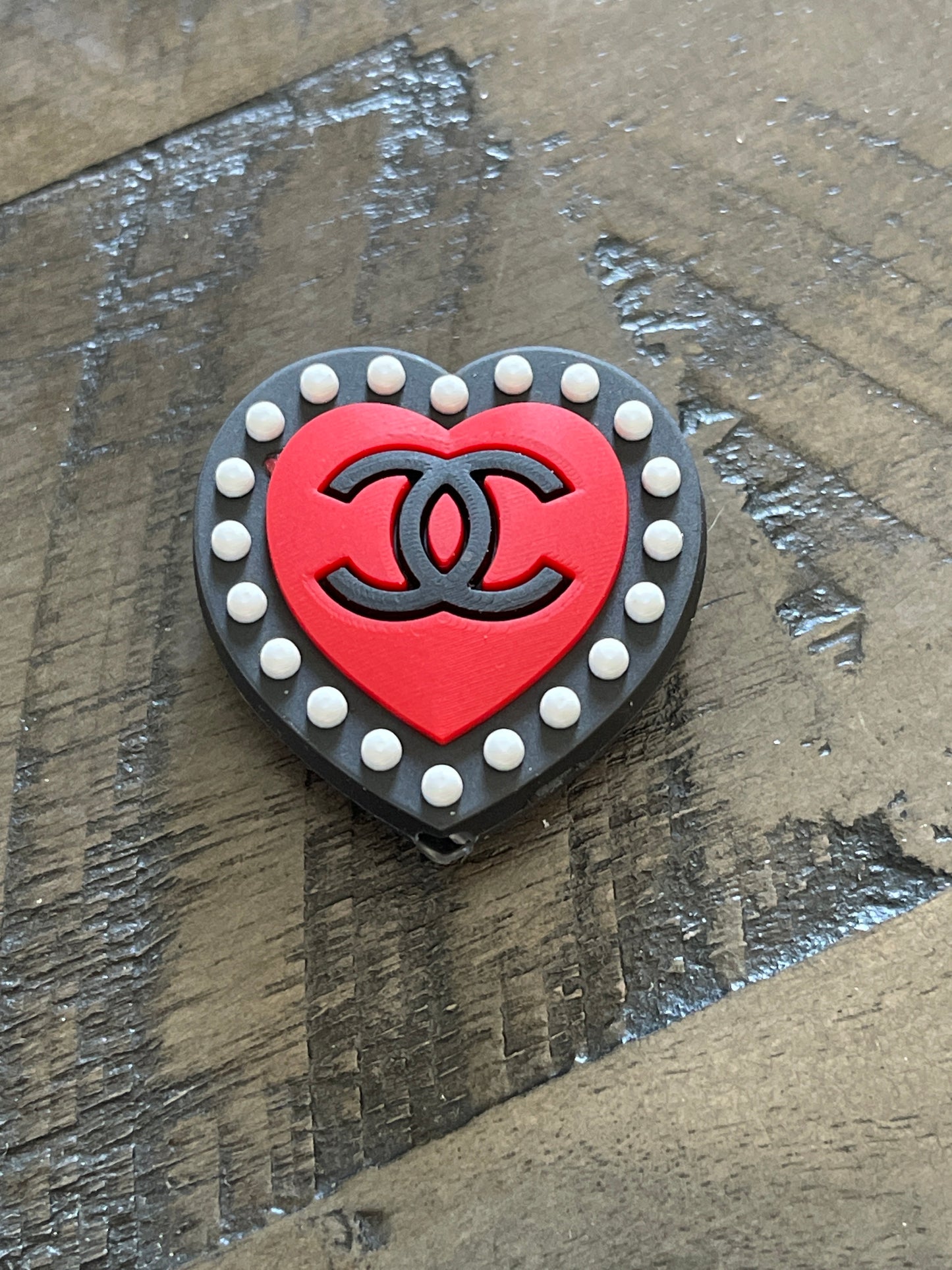SILICONE FOCAL- DESIGNERS C’s Heart with White Dot Border (18 Options)