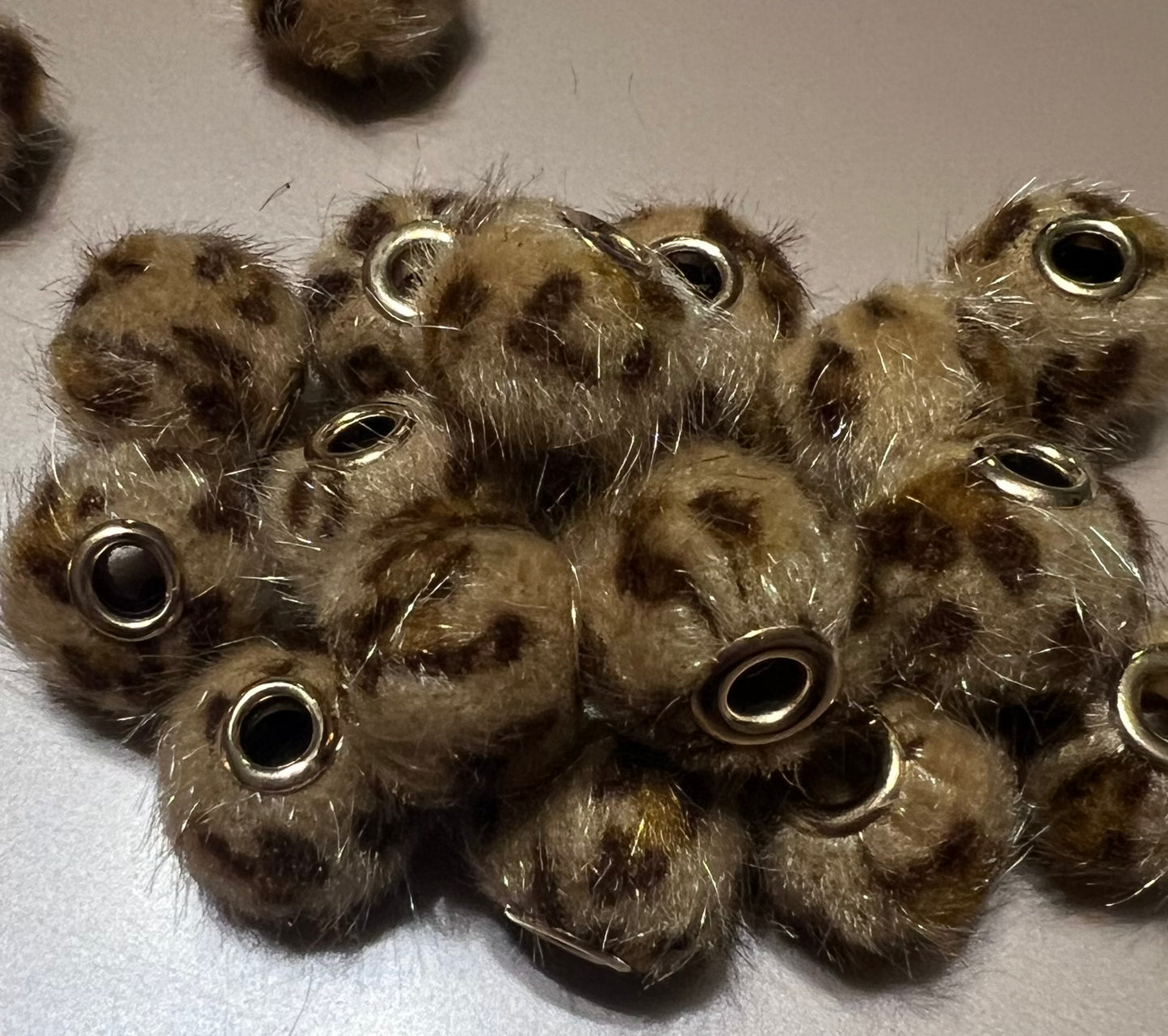 Spacers- 14mm Fuzzy leopard prints (4 COLOR OPTIONS)