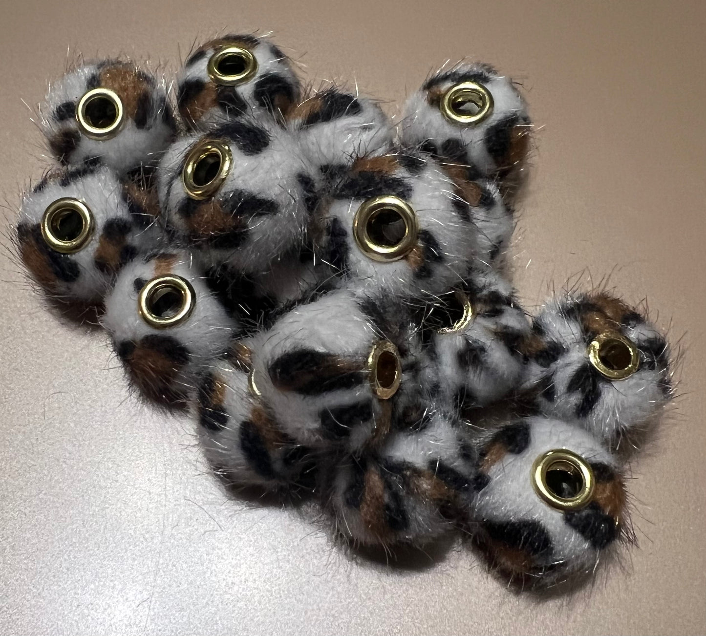 Spacers- 14mm Fuzzy leopard prints (4 COLOR OPTIONS)