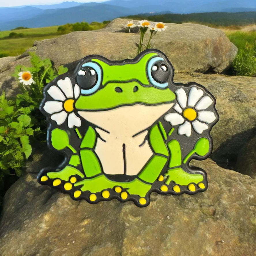 SILICONE FOCAL- FROG W/ Daisy flower