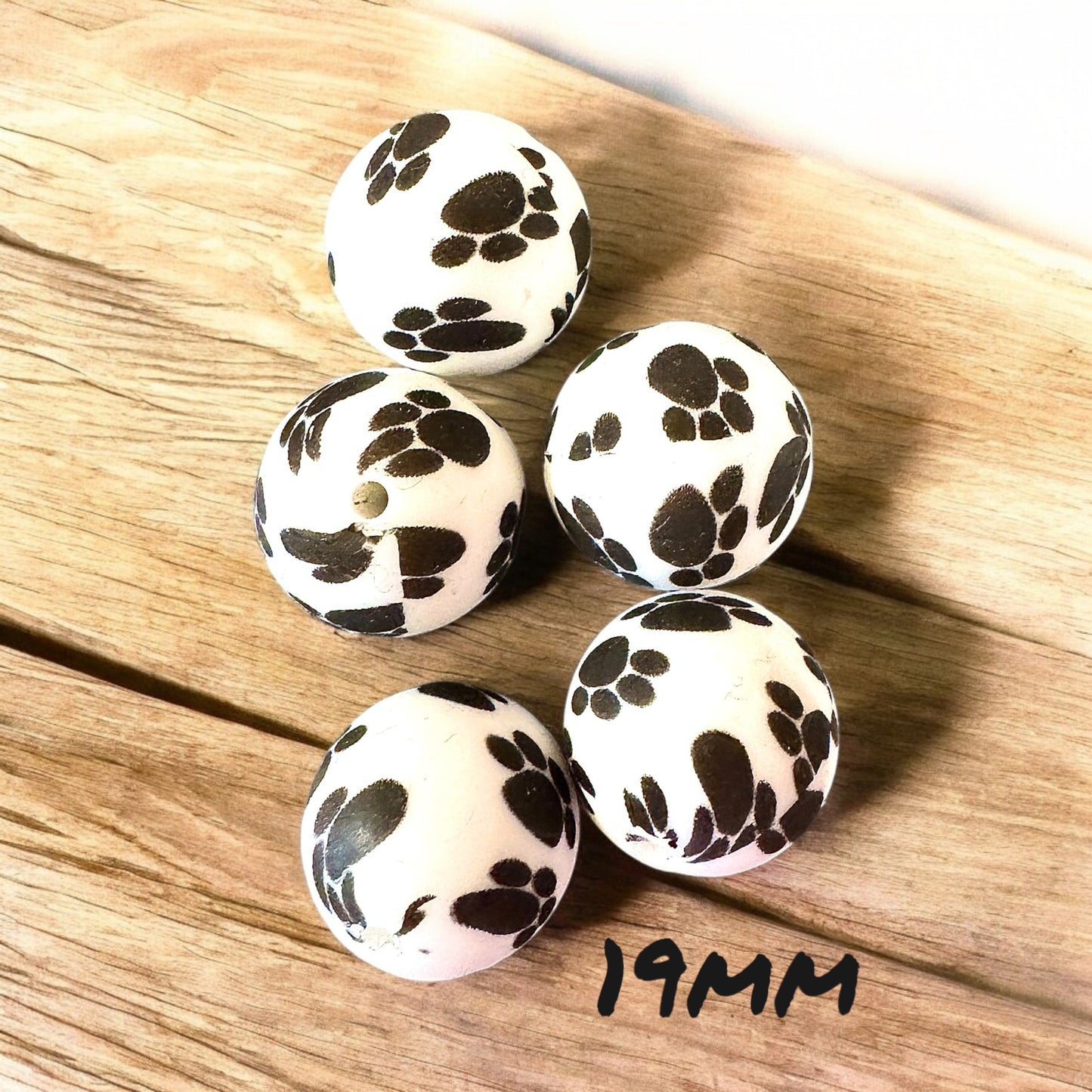19mm Silicone Bead- Dog Paw print (Bead only-Pen set sold separately)