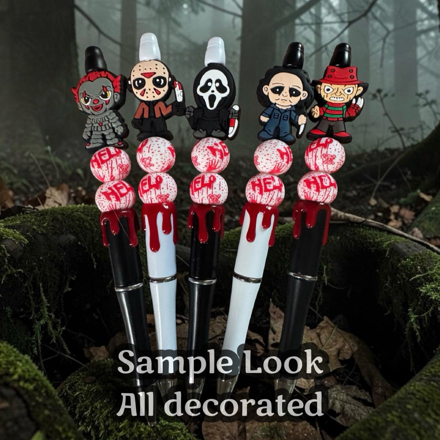 PEN BLANK Printed Blood drip Halloween Theme in Black or White