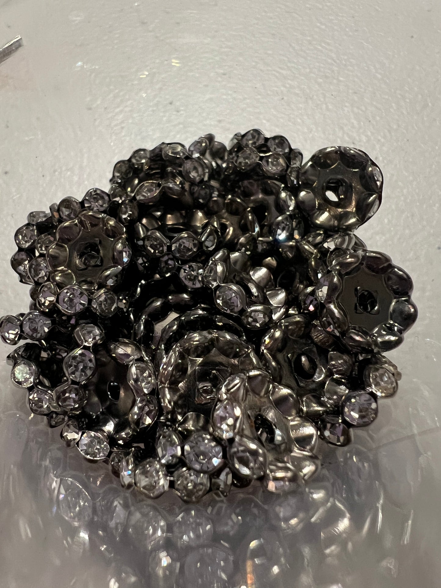 SPACERS-12mm TUNGSTEN WITH RHINESTONES (WAVY)