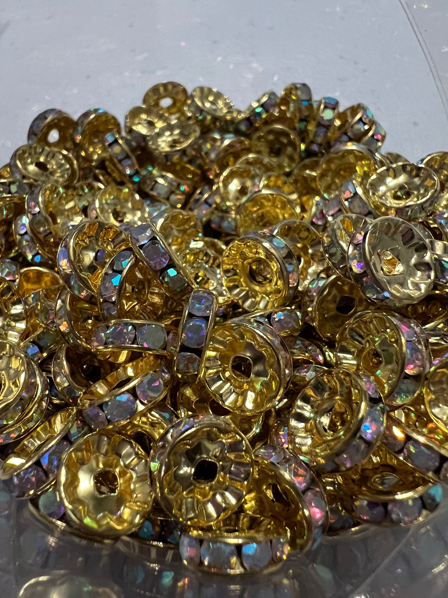 10mm SPACERS- GOLD w/ ABS RHINESTONES