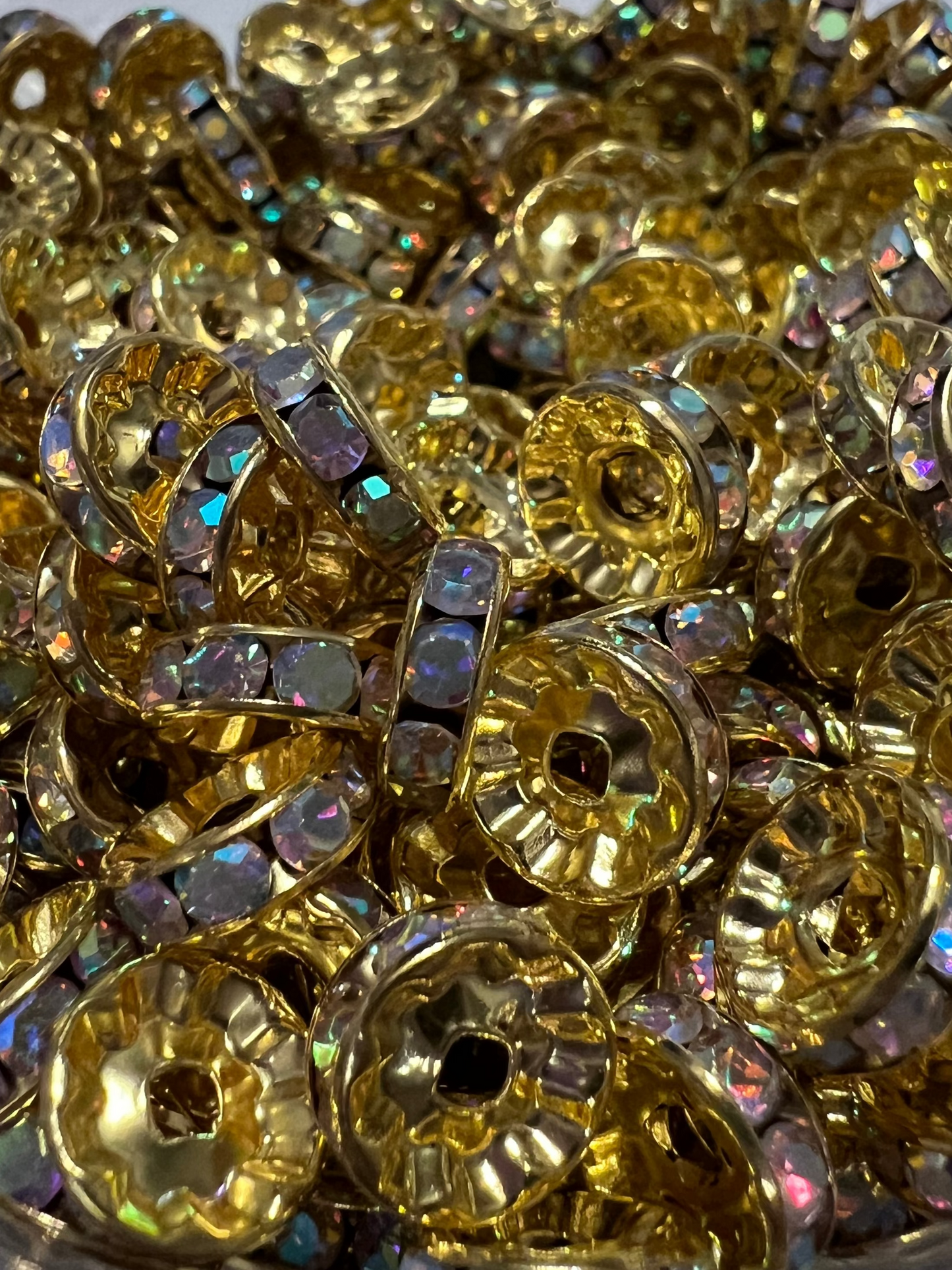 10mm SPACERS- GOLD w/ ABS RHINESTONES
