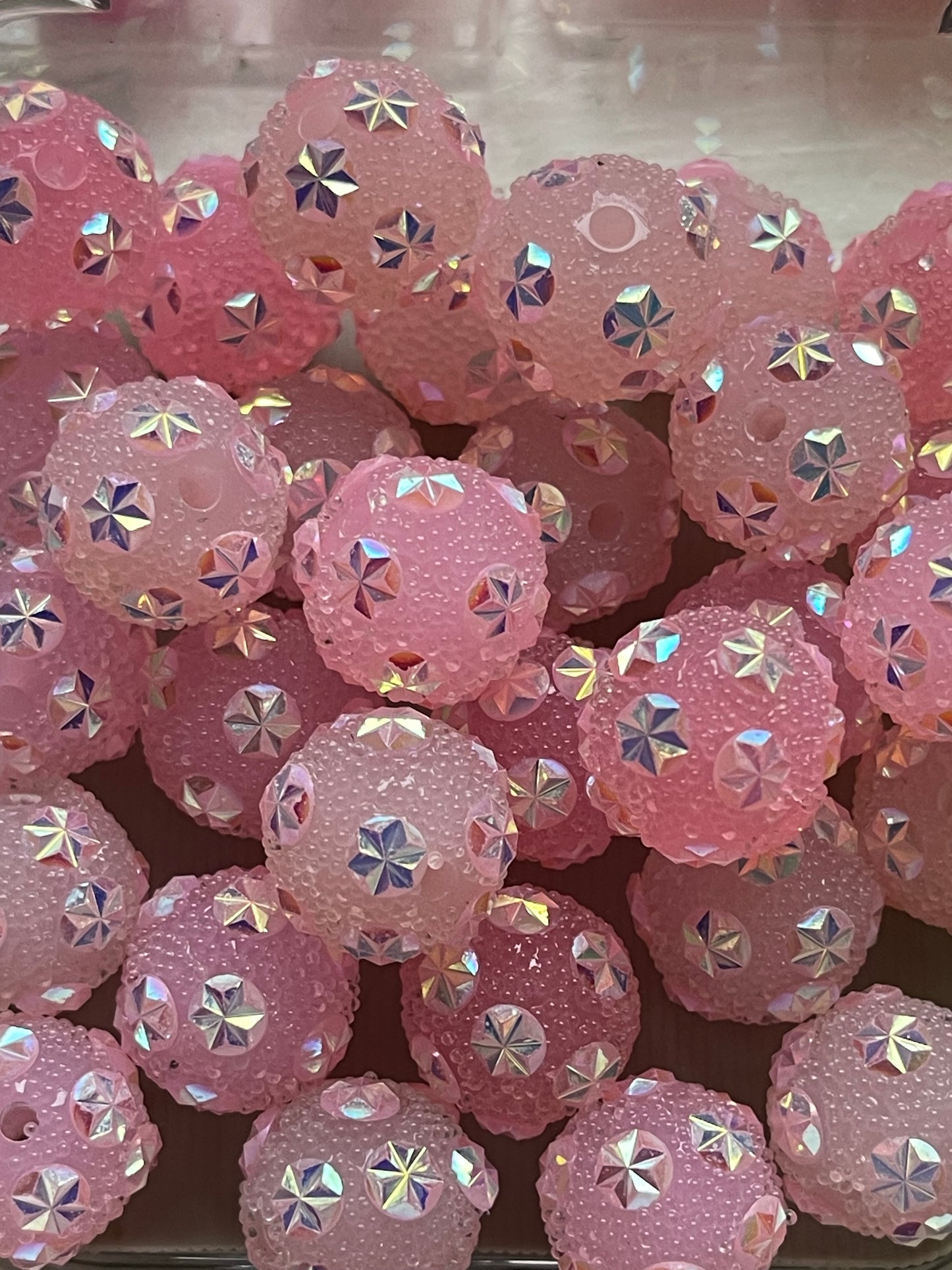 15mm Acrylic Sugar BEADS with STARS (16 Color Options)