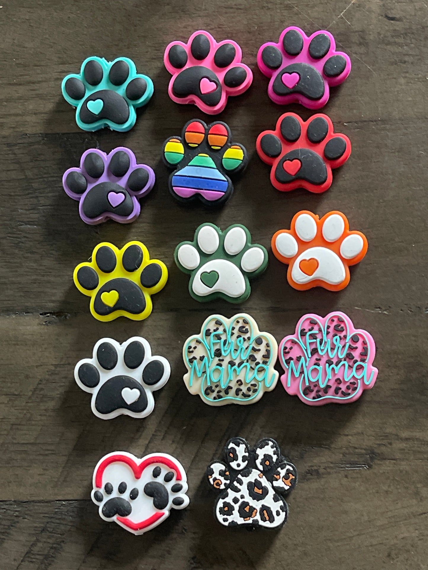 SILICONE FOCAL- paw prints (15 Options)
