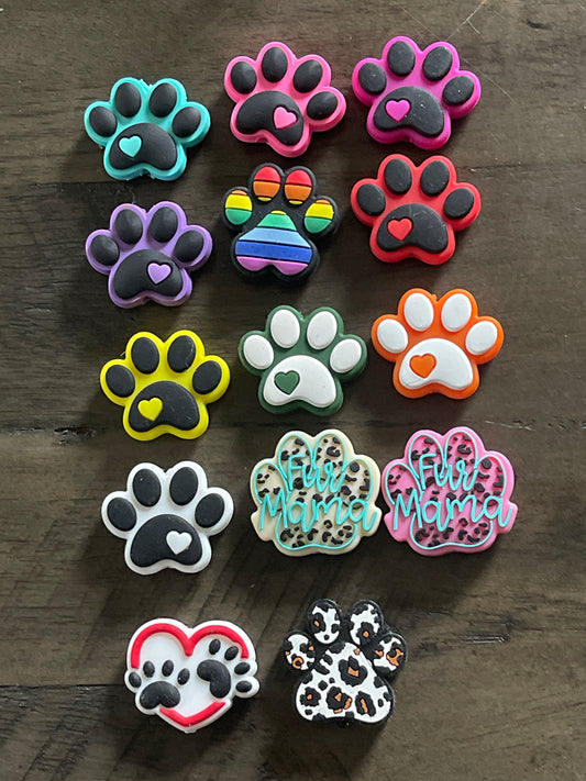 SILICONE FOCAL- paw prints (15 Options)