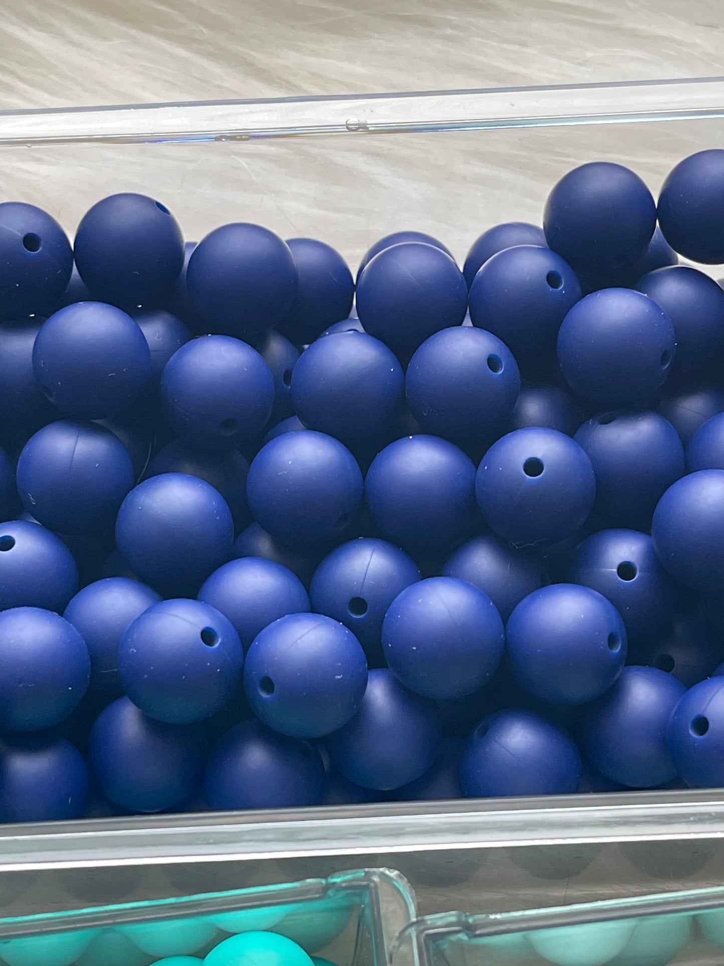 15mm SILICONE BEADS-SOLID (BLUES)