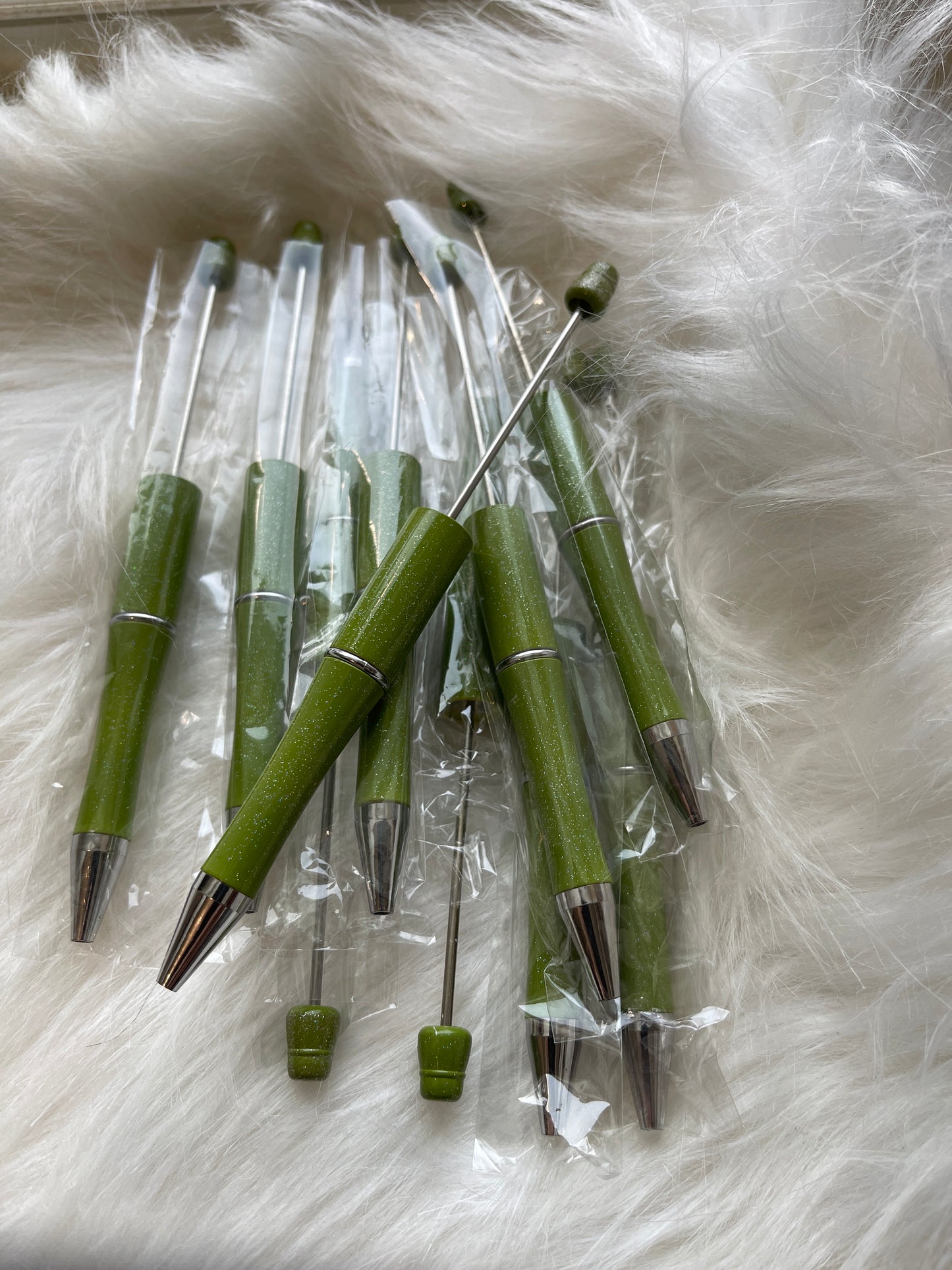 PEN BLANK OLIVE GREEN Glitter (quantity discount available)