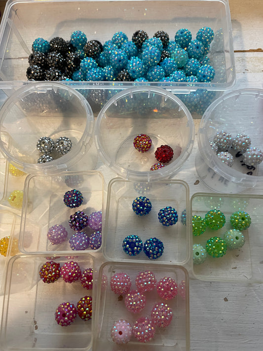16mm CHUNKY ABS RHINESTONE Bead (15 Color Options)