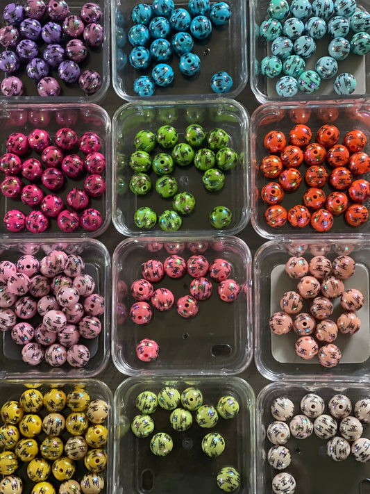 16mm ACRYLIC BEAD C’s (Hi-Gloss Coat) 12 Options