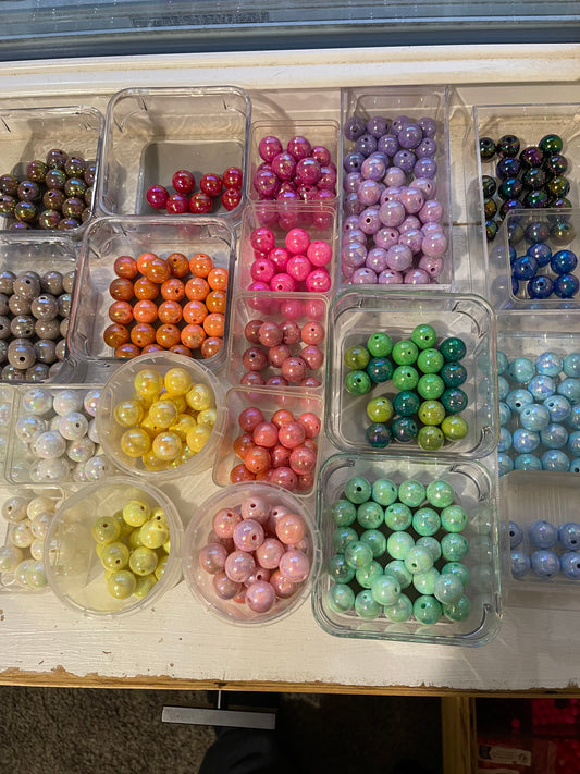 16mm ACRYLIC Bead SOLID COLORS w ABS Shine (24 Options)