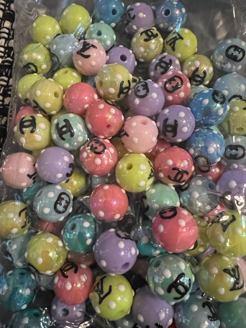 15mm ACRYLIC RANDOM POLKA-DOT BEAD ASSORTED COLORS (I PICK)