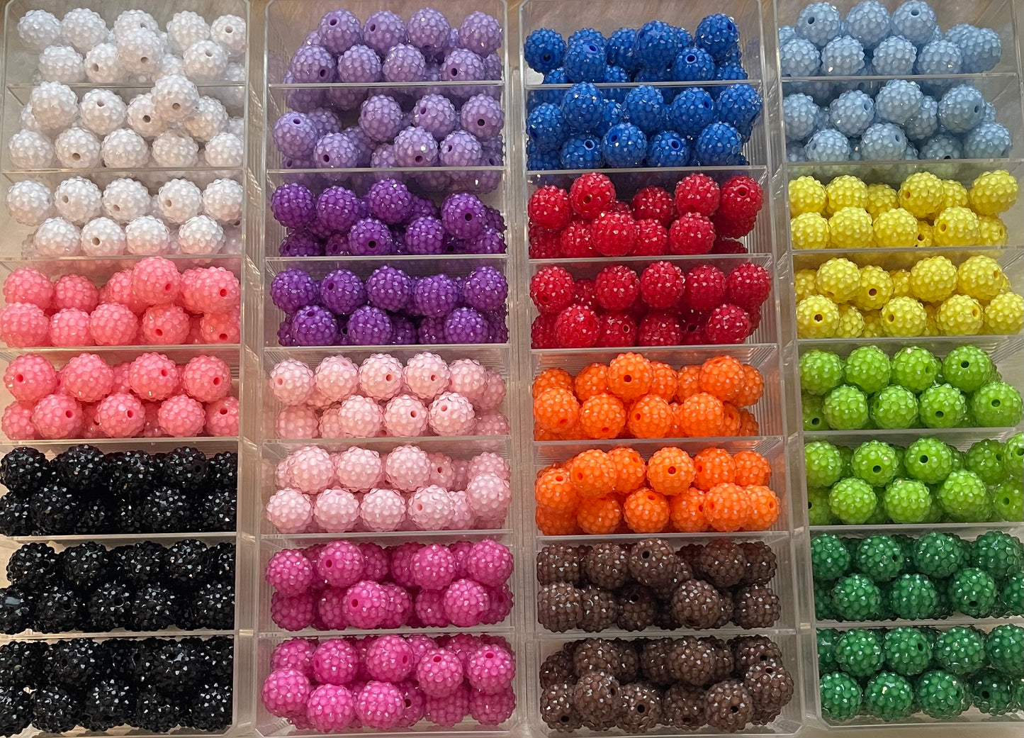 16mm CHUNKY RHINESTONE bubblegum Bead (15 Color Options)