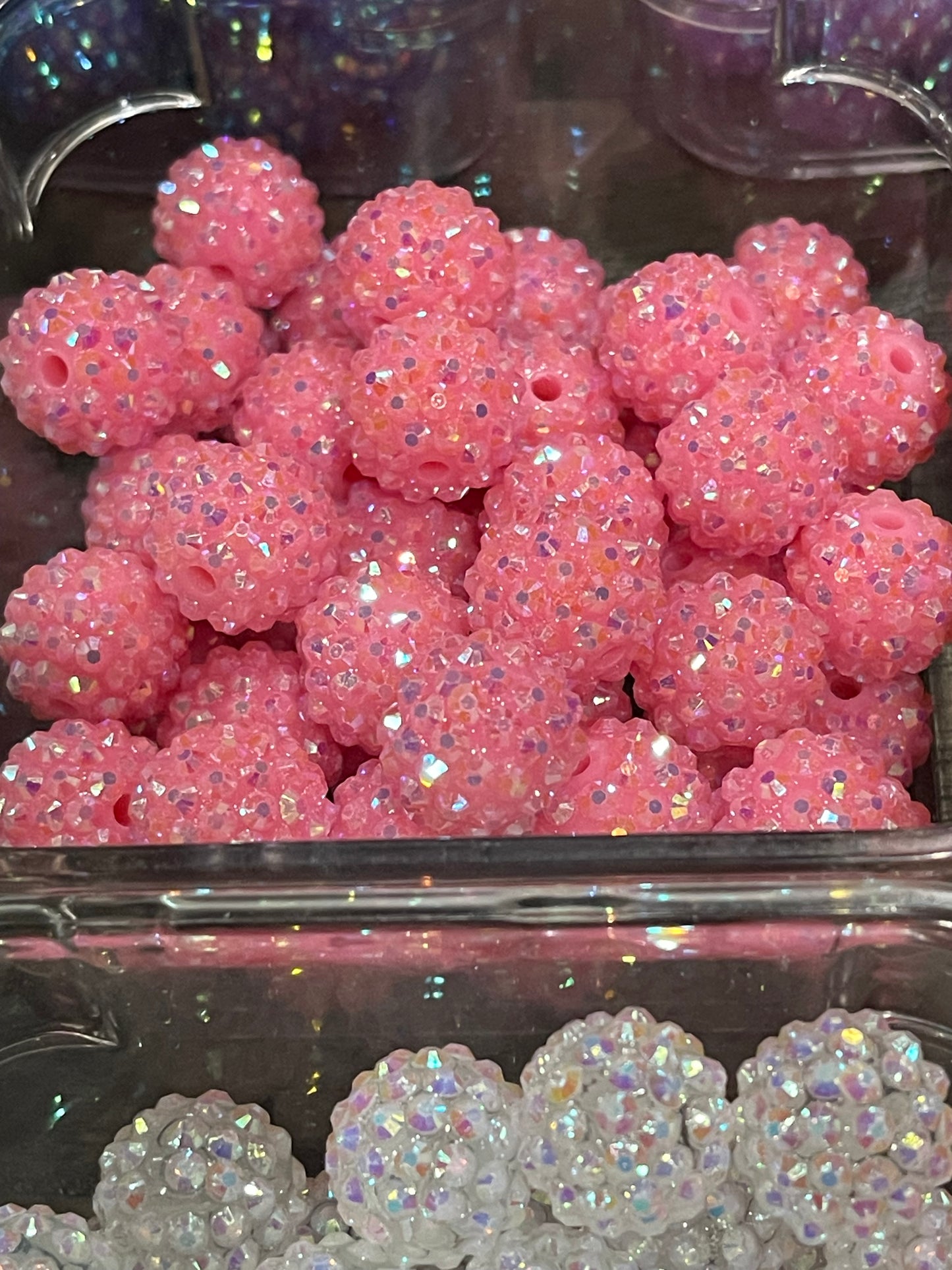 16mm CHUNKY RHINESTONE SHINY bubblegum Bead (8 Color Options)