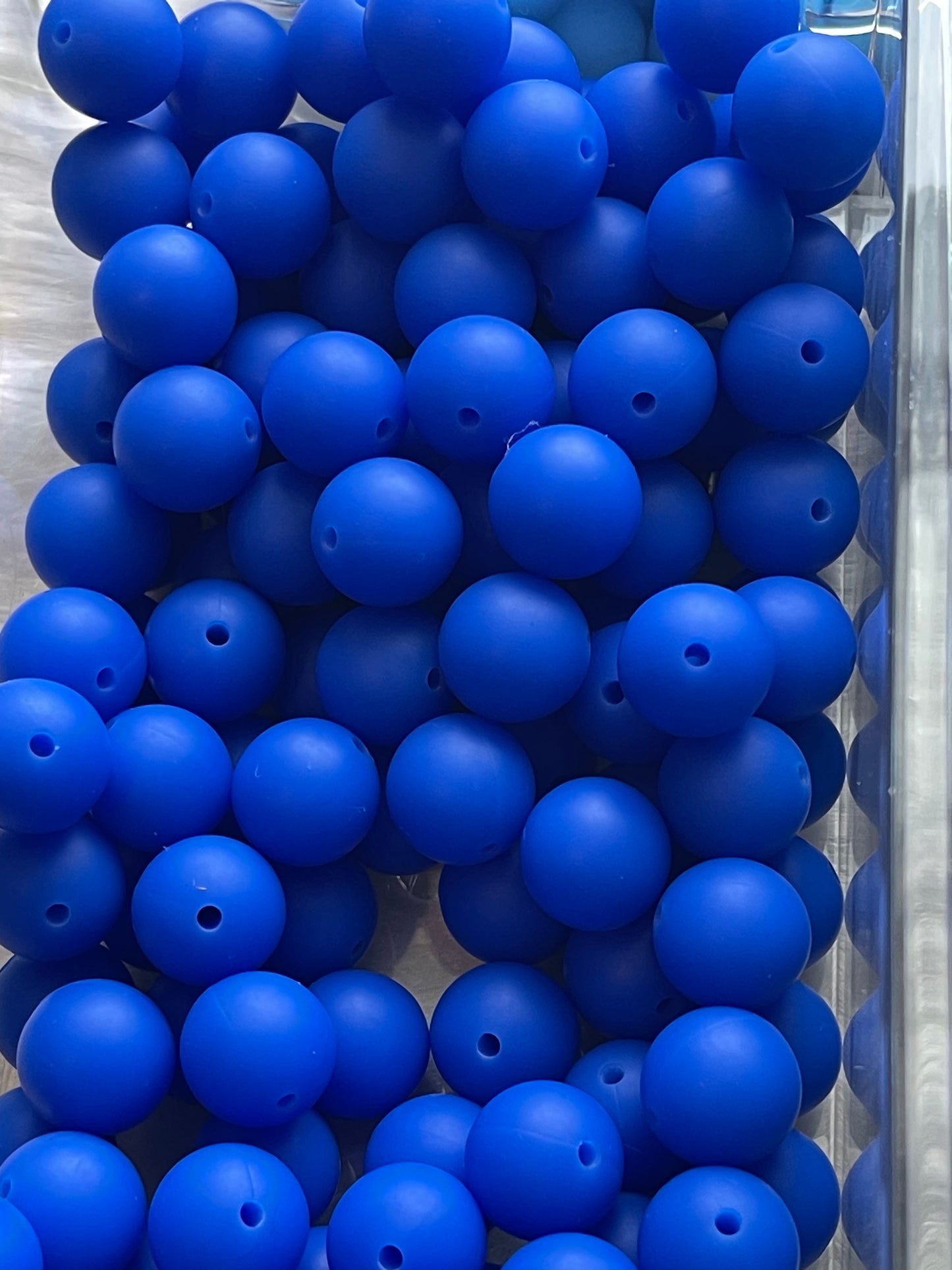 15mm SILICONE BEADS-SOLID (BLUES)