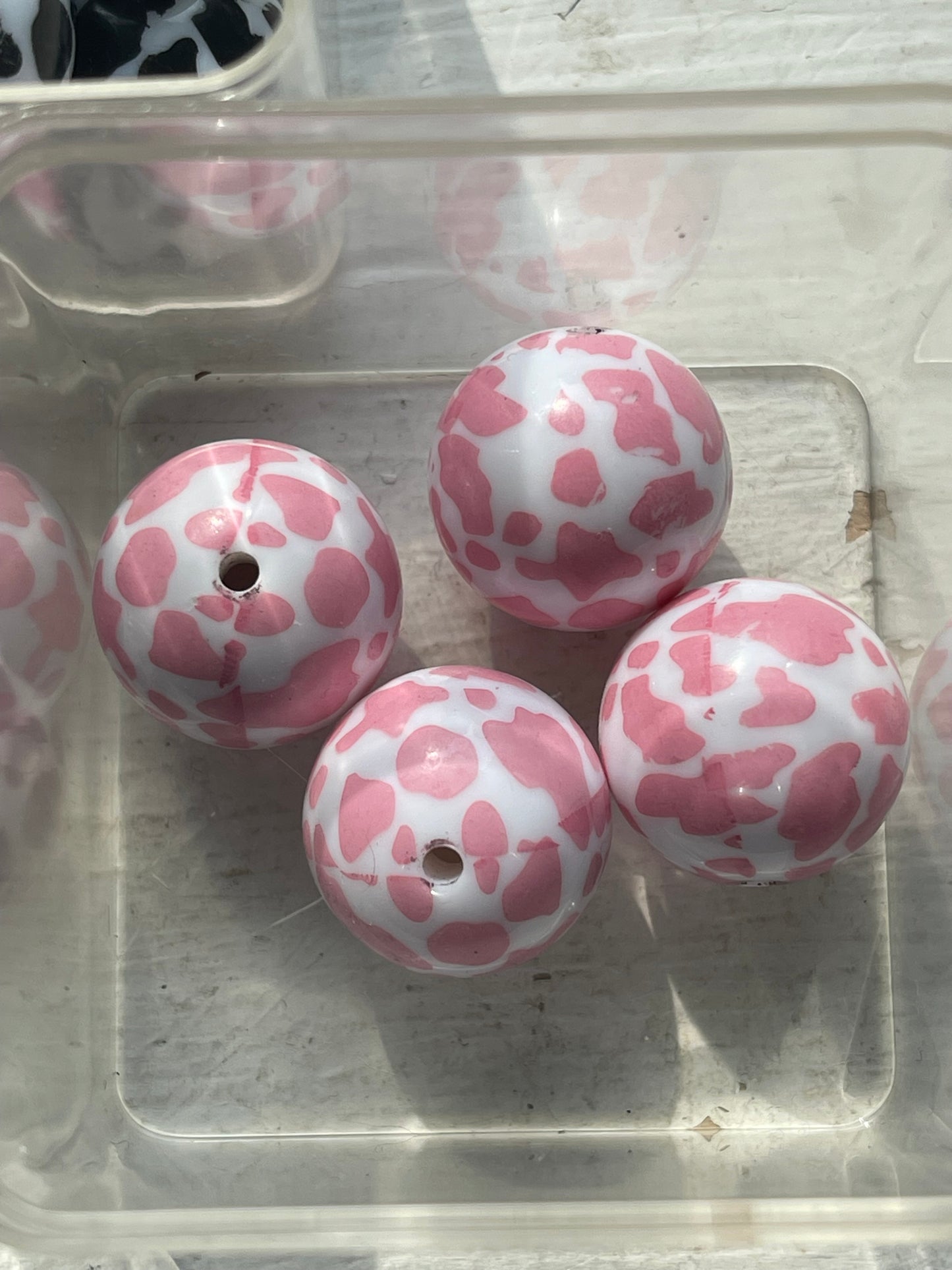 20mm ACRYLIC WHITE w/ COW print (3 OPTIONS)