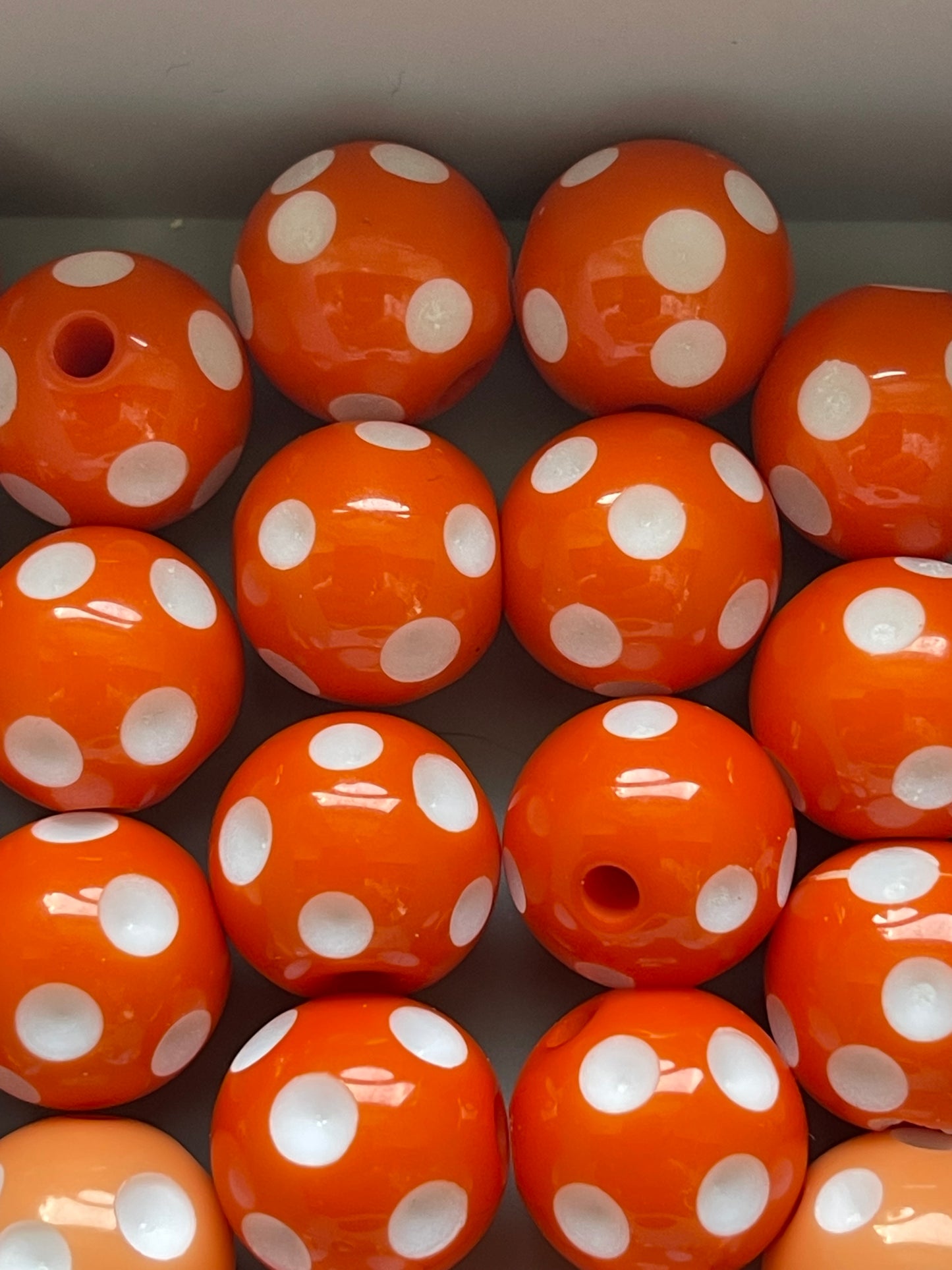 16mm ACRYLIC BEAD Recessed Polka Dot (14 Color Variations)