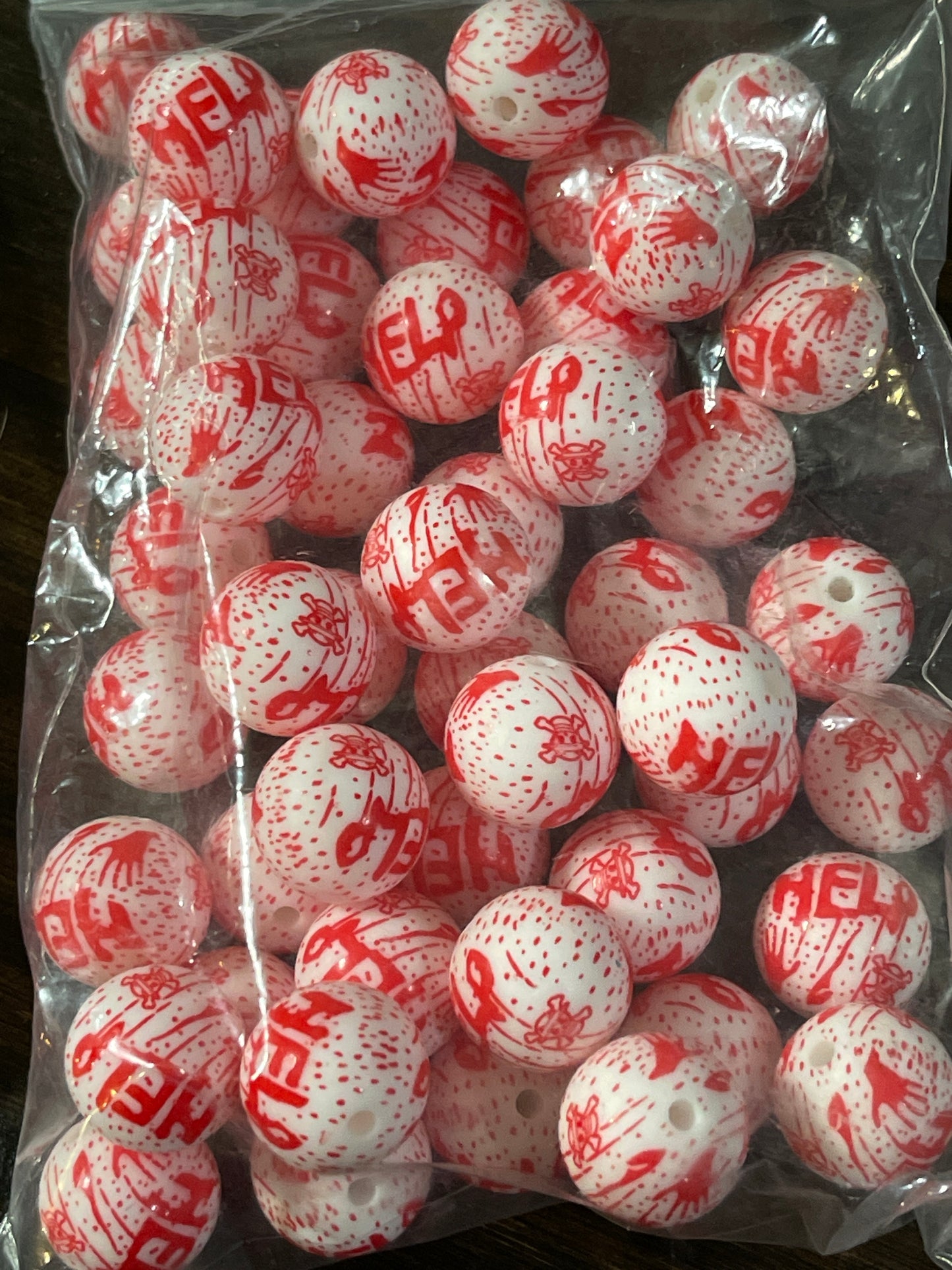 15mm SILICONE BEAD - PRINTED (25 Options)