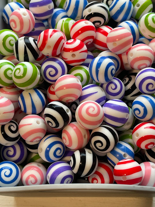 15mm SILICONE BEAD Swirly set of 3 Random’s