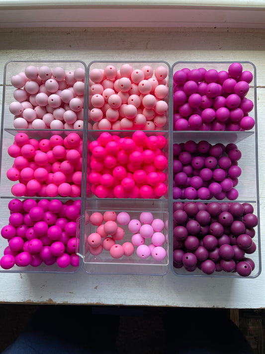 15mm SILICONE BEADS-SOLID (PINKS) 8 Options