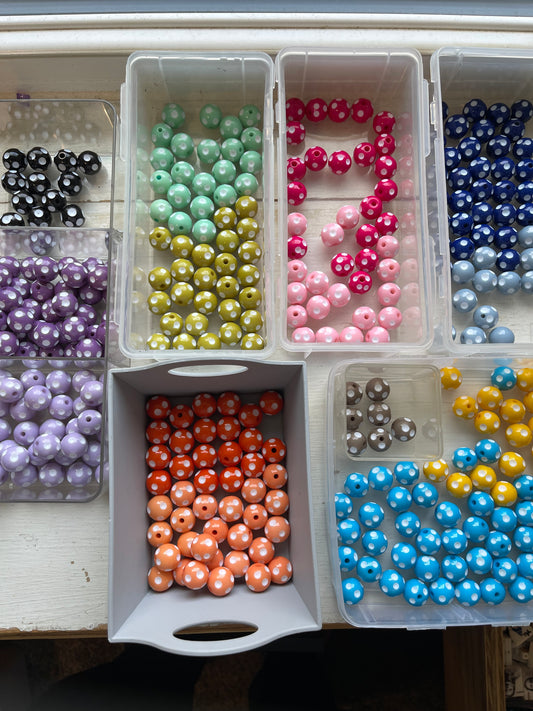 16mm ACRYLIC BEAD Recessed Polka Dot (14 Color Variations)
