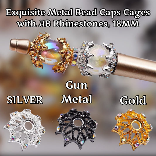 18mm Spacers- exquisite metal cap cages w/ ABS rhinestones