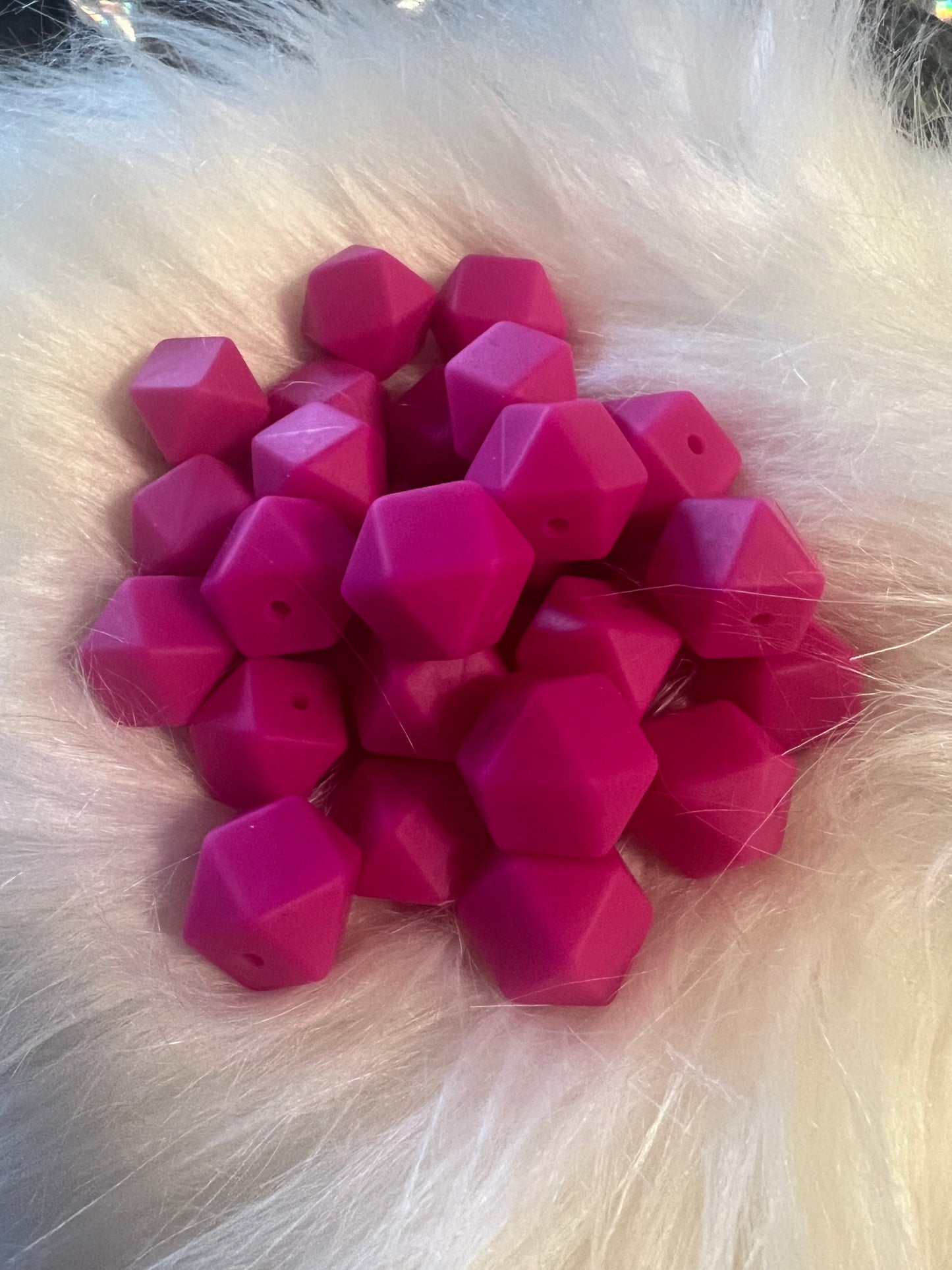 14.3mm SILICONE HEX BEADS (62 Options & Discount Scoop)