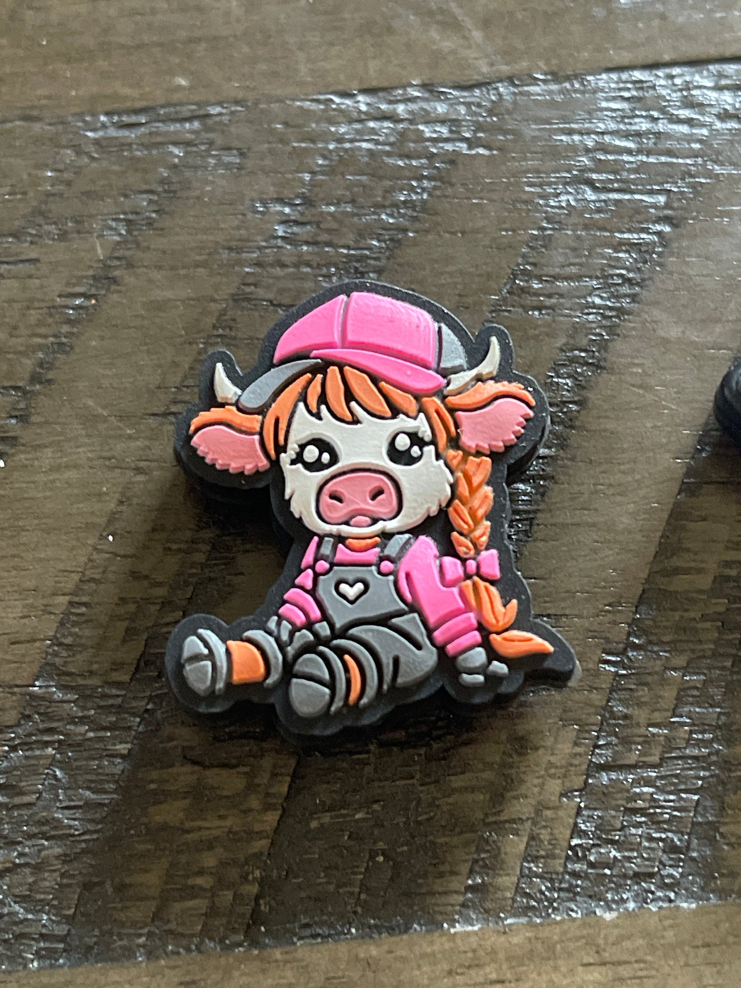 SILICONE FOCAL - Pink Cowgirl w/ Suspenders Overalls