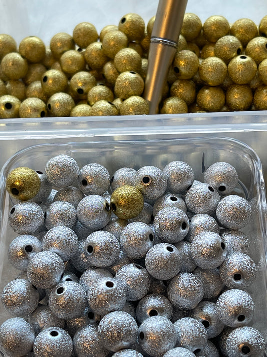 12mm ACRYLIC BEAD-SPARKLING PAINT- SILVER or GOLD