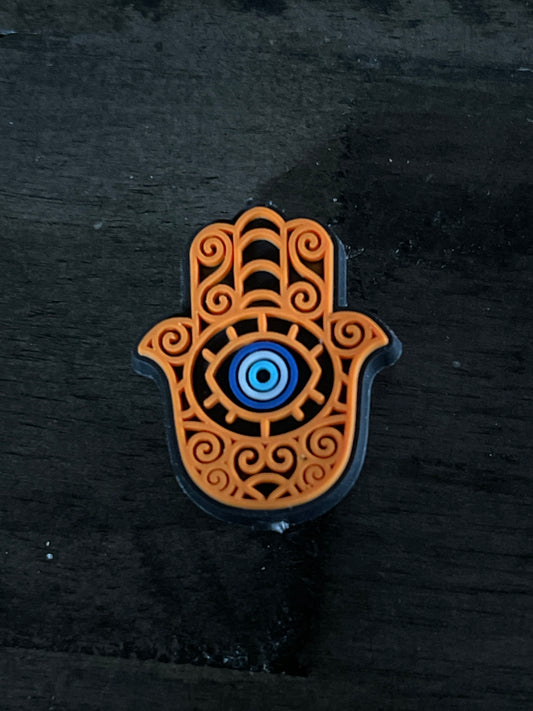 SILICONE FOCAL-Hamsa hand with eye: Represents protection, good fortune, strength, and blessings