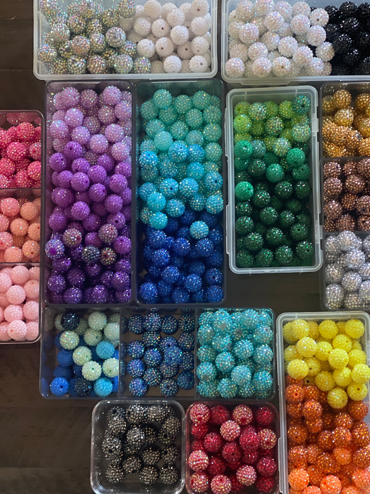 20mm CHUNKY RHINESTONE bubblegum Bead (15 Options)