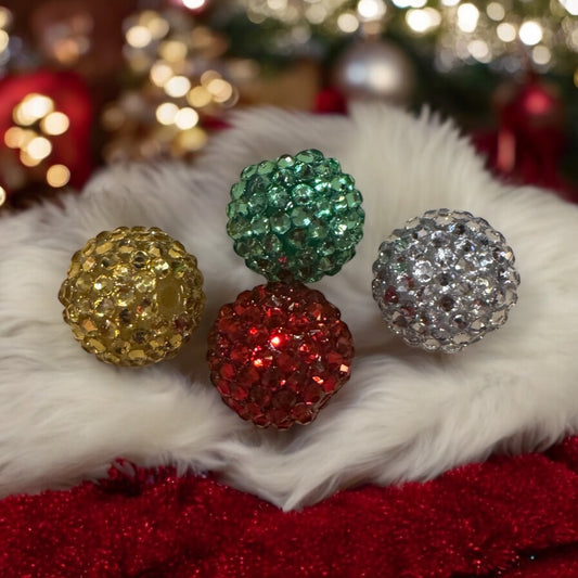 20mm Chunky Rhinestone Bead (4 Christmas Colors)