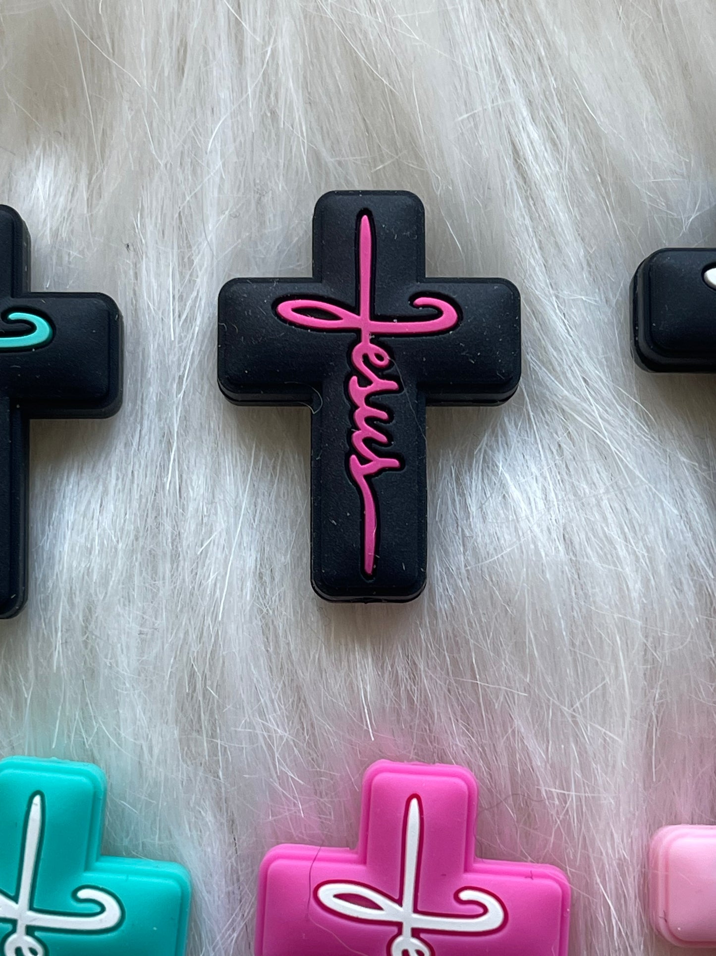 SILICONE FOCAL- Cross, Jesus, Faith (18 Options & Discount Scoops)