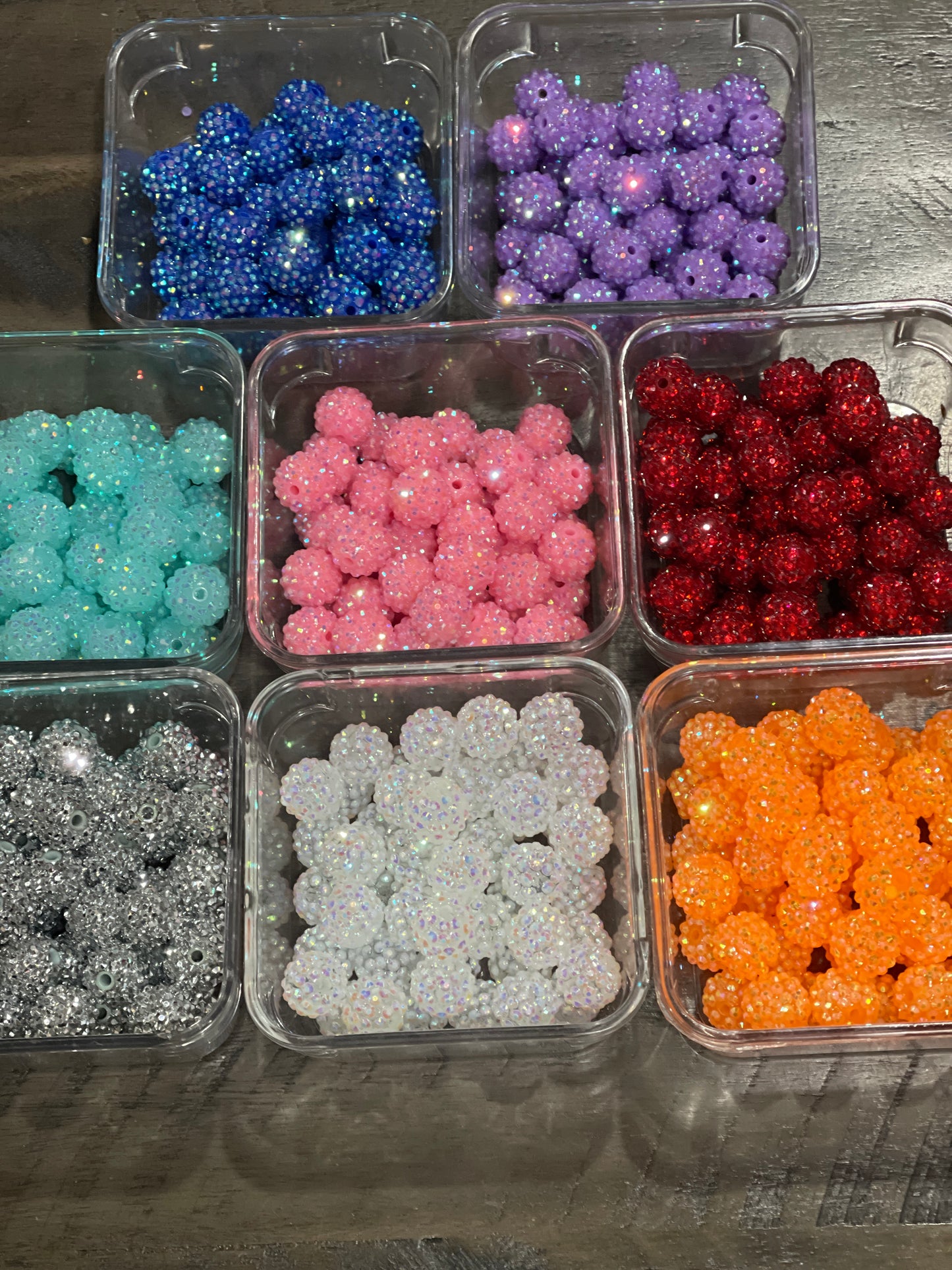 16mm CHUNKY RHINESTONE SHINY bubblegum Bead (8 Color Options)