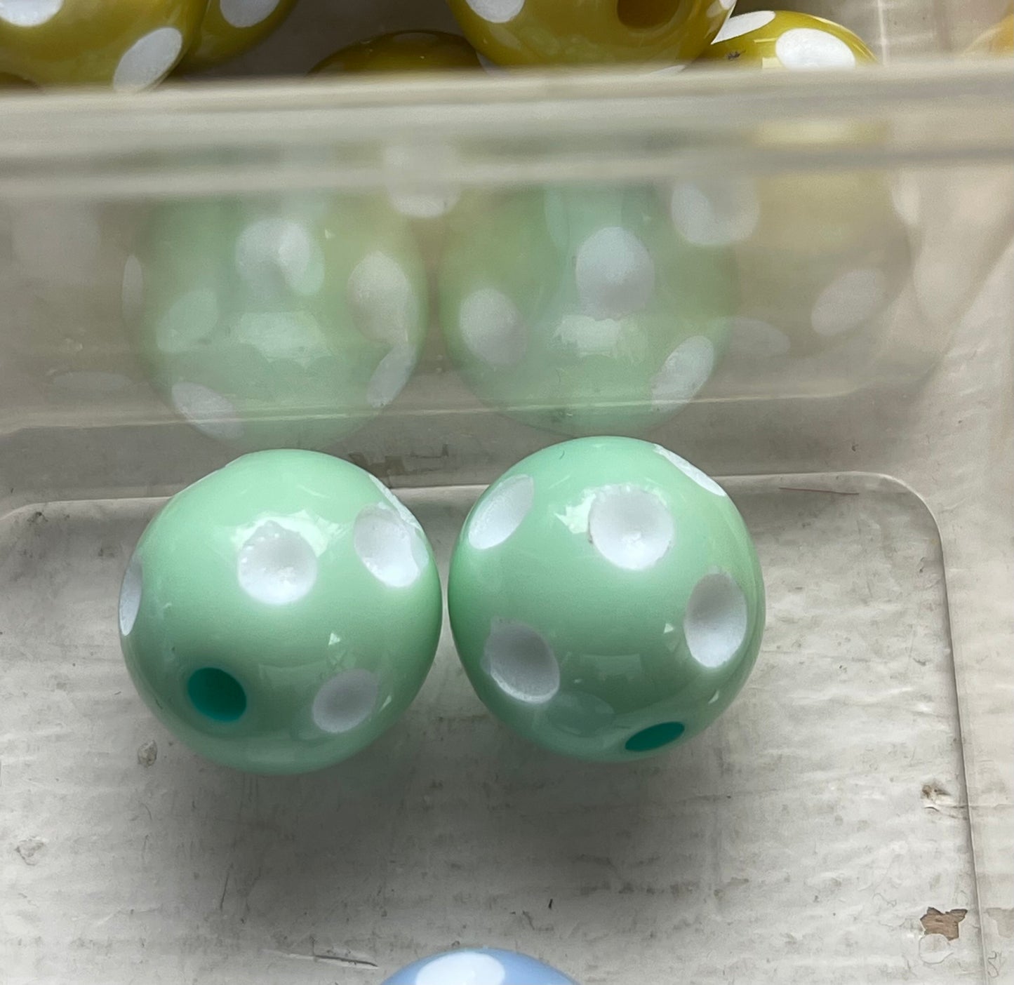 16mm ACRYLIC BEAD Recessed Polka Dot (14 Color Variations)