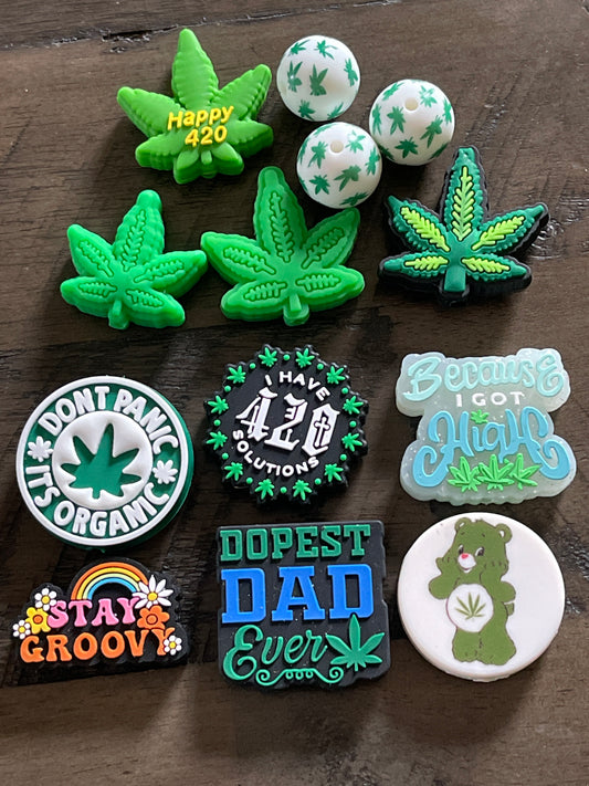 SILICONE FOCAL- Happy 420 Theme Weed Focals- (11 Options)