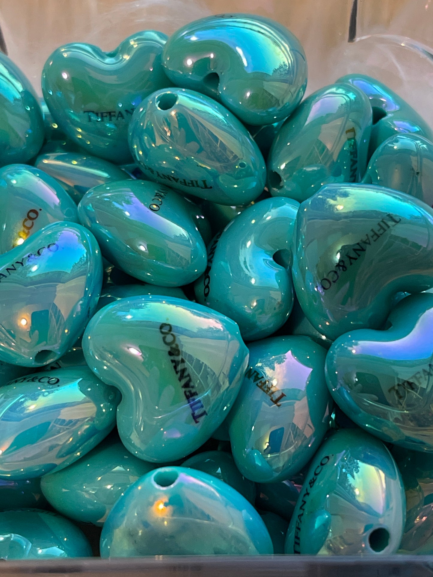 ACRYLIC BEAD or Heart-TIFF (15mm Basketball/Baseball or 23x20mm Heart)
