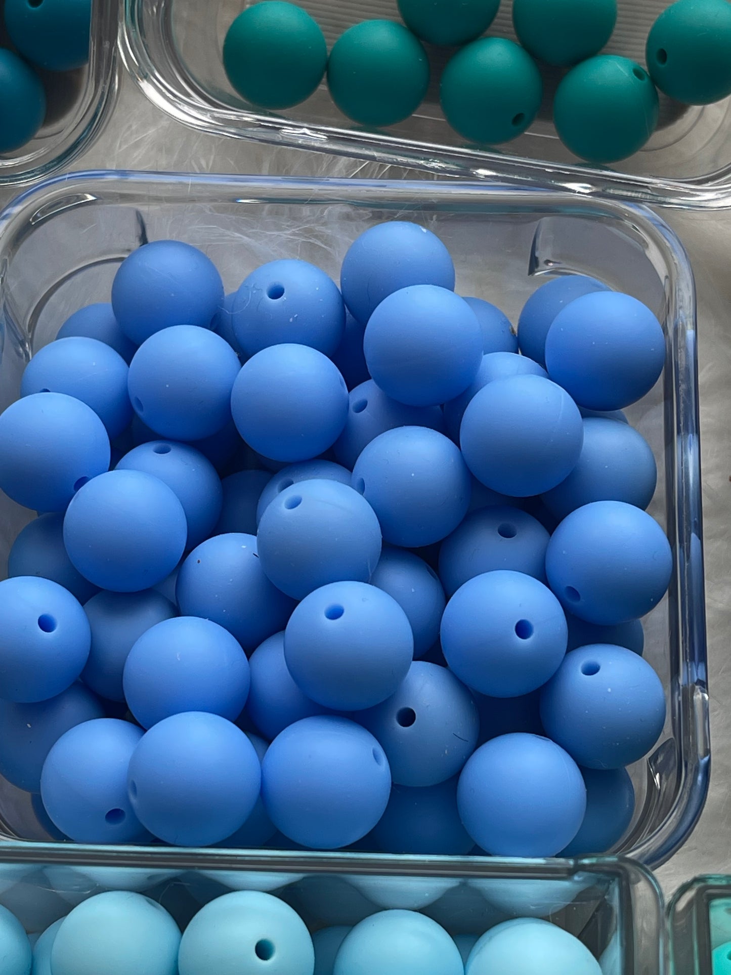15mm SILICONE BEADS-SOLID (BLUES)