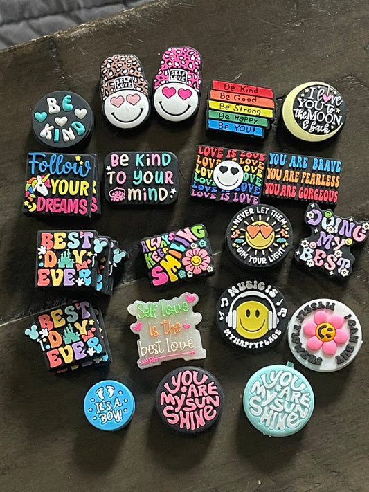 SILICONE FOCAL - Love/Happy Theme-Low Inventory Clearance)